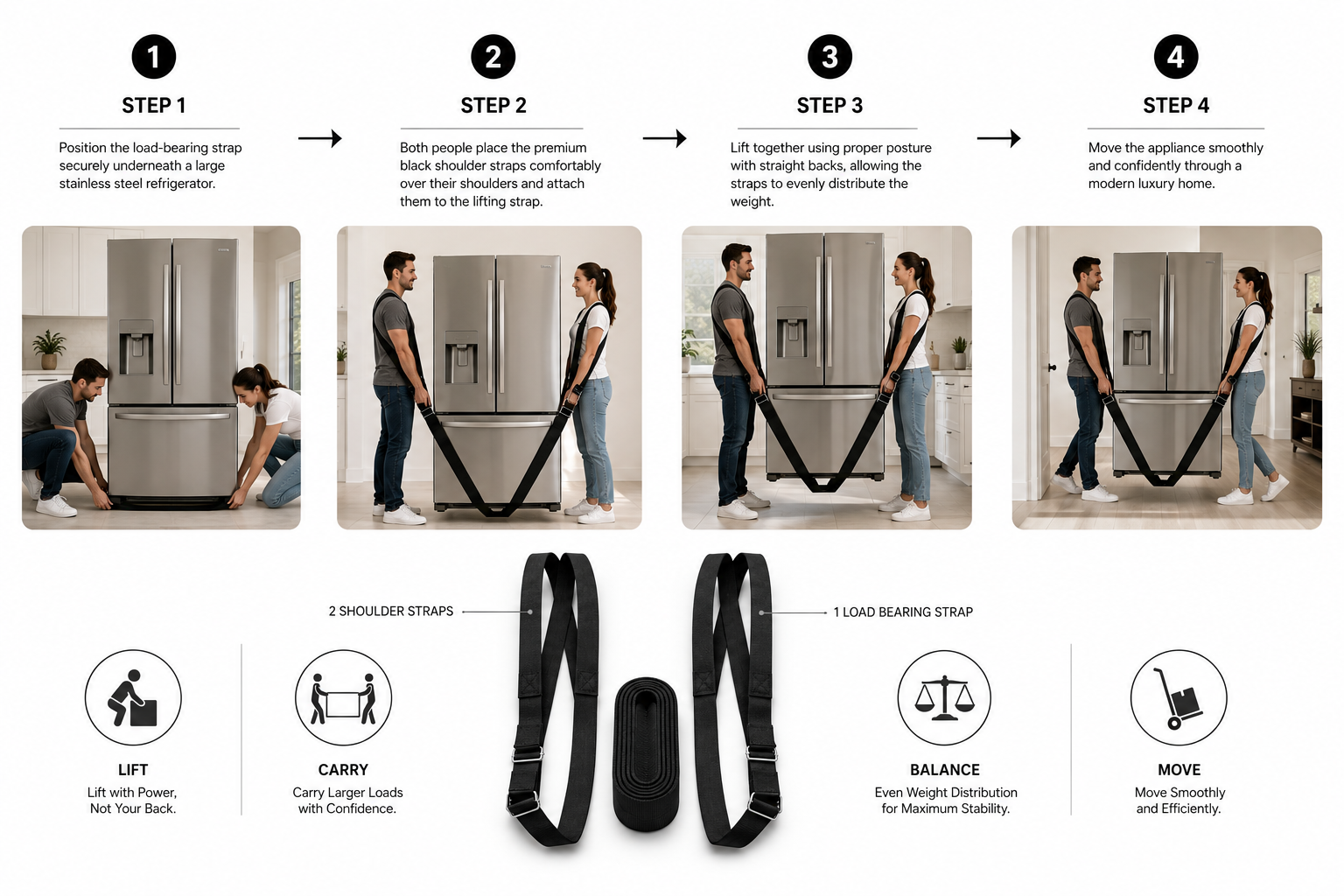 Velqura Premium Furniture Moving Straps | Lift Heavy Furniture With Confidence