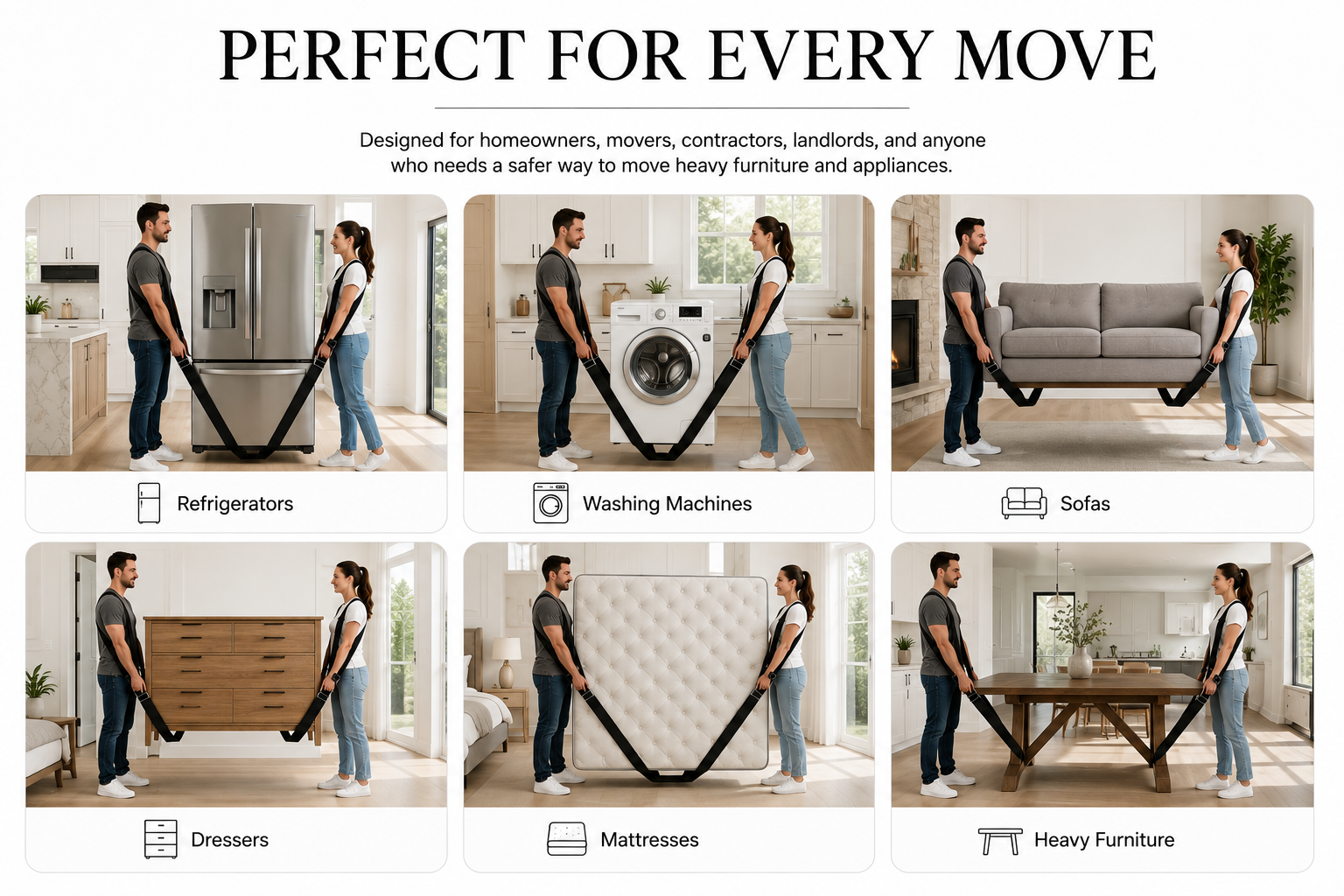 Velqura Premium Furniture Moving Straps | Lift Heavy Furniture With Confidence