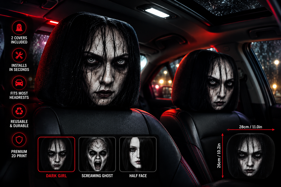 Velqura™ Haunted Headrest Covers | Halloween Car Seat Covers